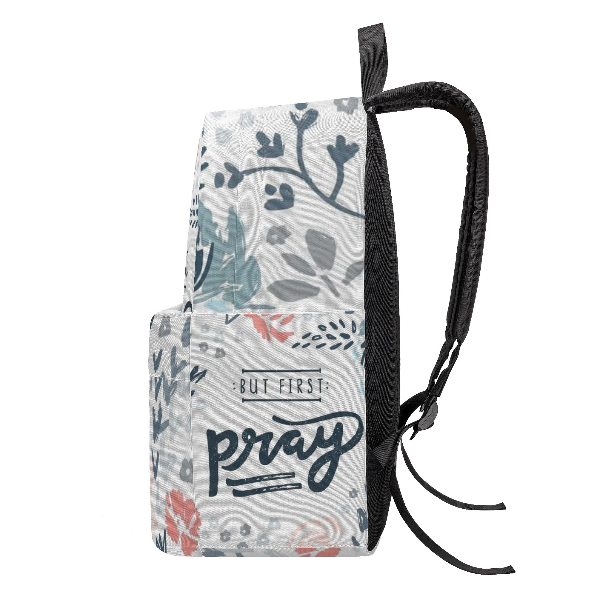 But First Pray Backpack, Christian Faith Backpack, Inspirational Bible Verse Backpack, Prayer Floral School Bag, Faith-Based Religious Gift.PLAF64
